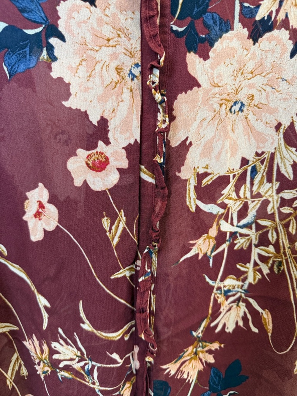 Lucky Brand Burgundy Floral Blouse - Picture 4 of 7
